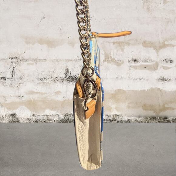 Brighton CRUZ Chain Strap Cross Body Pouch Purse Nautical Leather Blue White NWT - Picture 6 of 8